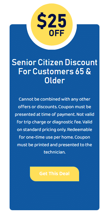 $25 Senior Citizen Discount For Customers 65 & Older Coupon - NIXCO Plumbing